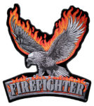 Flaming eagle firefighter biker patch