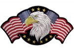 patriotic bald eagle with flags and stars