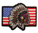 patriotic native american headdress on american flag patch