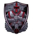 Red and Silver Christian crusader patch