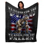 we stand for the flag military minky throw blanket