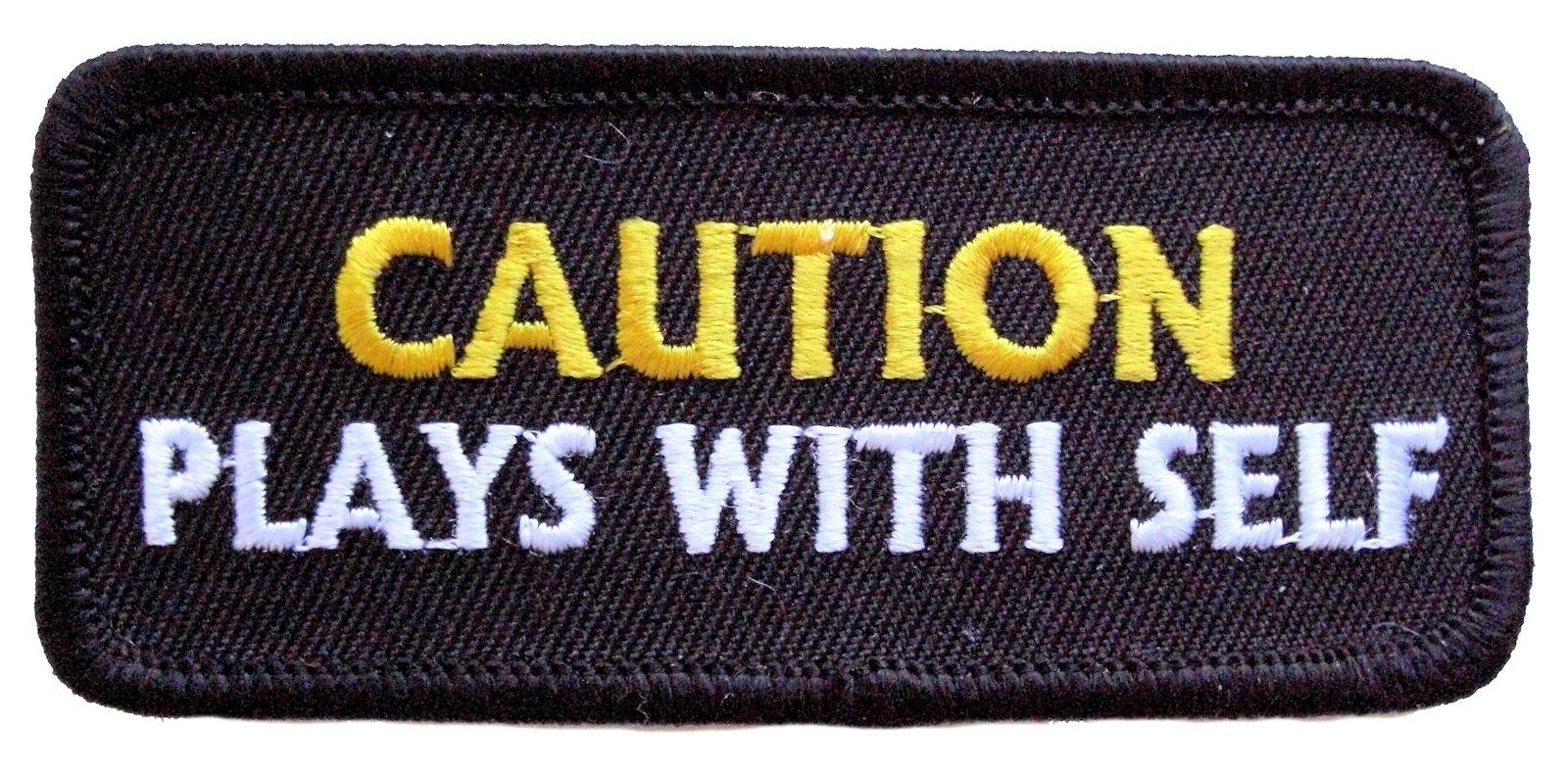 Caution Does Not Play Iron On Patch Biker Motorcycle Novelty Sayings 052-C