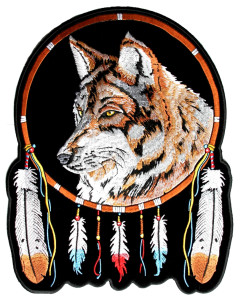 Wolf Indian dream catcher patch