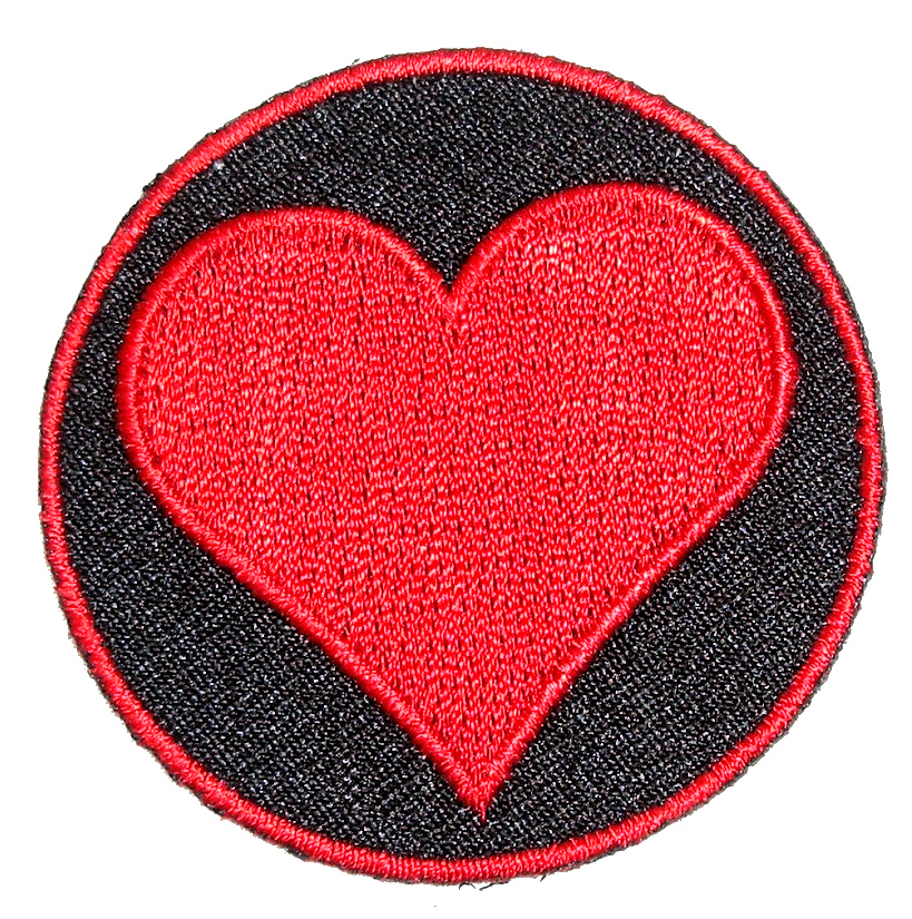 Red heart suit playing cards biker retro poker applique iron-on patch S-658 