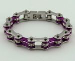 Purple silver ladies bike chain bracelet