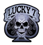 Lucky 7 skull and spade with flames patch