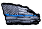 distressed American flag with blue thin line patch