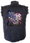 american pride eagle and motorcycle denim biker shirt
