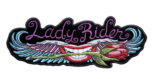lady rider lips and rose biker patch 