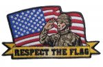 american flag and soldier respect the flag biker patch