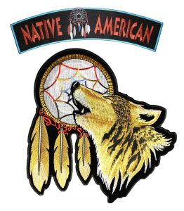 native American howling wolf dreamcatcher patch