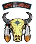 native American bull head rocker patch set