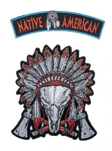 native American steer headdress rocker patch set