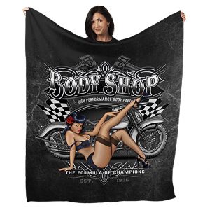 Motorcycle babe throw blanket